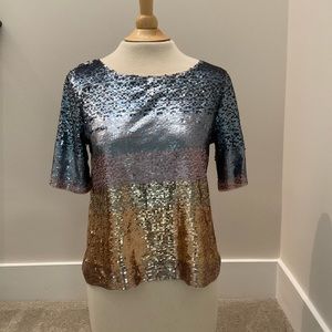 J. Crew Sequin Top in Blue, Silver, and Gold